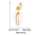 Golden copper shell pendant with white enamel inlay for DIY jewelry design - White Shell