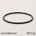 Minimalist glossy black titanium steel bangle 68x3mm, sleek stackable round bracelet for women - Black (KB180406-KFC)