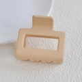 Matte beige square hollow hair claw clip for women's bun hairstyles in minimalist style - Matte Rice Yellow Small Square Claw Clip (17#)
