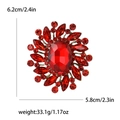 Lujoso broche de cristal rojo con diamantes de imitación y aleación de oro, 6,2 cm - Rojo