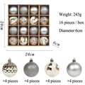 Set van 16 kerstballen van 6cm in zilver en champagne goud met diverse texturen - Zilver