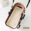Assise de poussette universelle en coton avec motifs cœurs bruns et tissu beige - Cœur