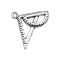Antique silver geometry tool charm with triangle ruler and protractor for DIY jewelry - Geometry Ruler Set