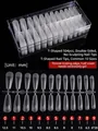 Matte coffin shape ultra-thin false nail tips set with size chart in 504 pieces box - T-shaped / Full Sizes Set 504 Pieces