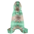 Waterproof tie-dye pet raincoat in green and brown with Jump in Puddle slogan - S / Gradient Green