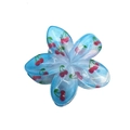 Translucent blue flower hair claw clip with red cherry prints for a stylish hair style - UV Print Plumeria [Blue Fruit]