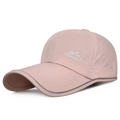 Breathable dusty pink quick-dry sports cap with laser-cut holes and mountain embroidery - Adjustable / Pink