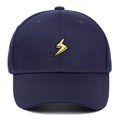Navy blue baseball cap with yellow lightning embroidery in premium twill cotton - Navy Blue