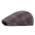 Gorra plana retro de pana marrón oscuro para hombre y mujer con textura de canalé - Ajustable / Gris