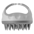 Manual scalp massage brush in two-tone grey with ergonomic handle and soft silicone bristles - Handheld / Gray