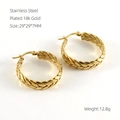Goldene Creolen aus Edelstahl mit Weizenstruktur und 18k Goldbeschichtung 29mm - Gold