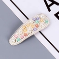 Elegante pasador de pelo BB ovalado con microperlas blancas y acentos de colores - Estilo 19 Colorido [Gota]