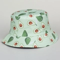 Detail of mint green bucket hat featuring all-over cartoon avocado prints on twill fabric - M (56-58cm) / Green Small Avocado