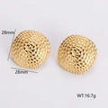 Detailed view of 28mm vintage 18k gold plated spiral textured round hoop earrings - Spiral Weave Texture Earrings (Style 5)
