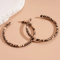 Chic leopard print geometric round hoop earrings with premium leather texture on stone - Round - Large