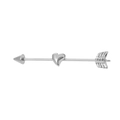 Silver stainless steel heart arrow industrial piercing bar for punk style ear cartilage - Silver