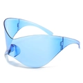 Frameless oversized electric blue translucent Y2K sunglasses with UV400 protection - Regular / Blue