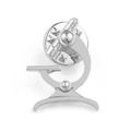 Silver microscope enamel pin badge with butterfly clutch back for medical professionals - Silver Microscope