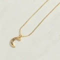 Chic 14K gold plated necklace featuring a crescent moon pendant with colorful zircon stones - Colorful Zirconia Crescent Style