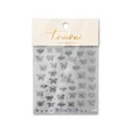 Self-adhesive 5D silver butterfly nail stickers with metallic texture on white card - 2349-Silver