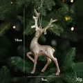 Glittery gold reindeer Christmas tree ornament with silver hanging string decoration - Elk Style