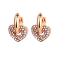 Orecchini a cerchio a cuore oro rosa con pavé di zirconi cubici scintillanti - Oro rosa