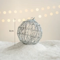 Boule de Noël argentée de 8cm en maille scintillante avec attache pour déco festive - Boule en Fil d'Argent 6 pièces