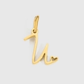 Pendentif lettre U en titane doré poli avec détail cœur évidé et finition miroir lisse - Lettre U