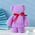 Purple coral fleece towel bear with red ribbon and Just for you text on a blue background - Light Purple Bear (without Packaging) / 30*30cm