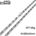 Silver H-link chain necklace for men with lobster clasp, 660x5mm size and 46g weight - Gunmetal Necklace (KN230508-KFC)