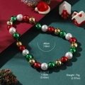 Vintage Christmas pearl crystal beaded necklace with 46cm length and 1.6cm bead diameter - 46cm/Single Layer / Red Green Gold White Beaded