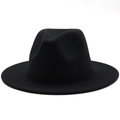 Classic black felt fedora hat featuring a vintage British style with a smooth wide brim - M (56-58cm) / Black