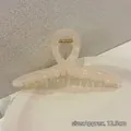 Large cream acrylic cross claw clip for women's thick hair in elegant 12.5cm size - Mermaid-13cm