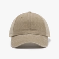 Cappellino da baseball trucker kaki in cotone lavato con rete traspirante posteriore - Regolabile / Cachi (24A293)