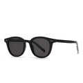 Lunettes de soleil rondes rétro noires avec verres foncés et rivets décoratifs sur le côté - Monture Noire / Verres Noirs