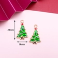 Christmas tree charm in green enamel and gold plating, size 24mm by 14mm for DIY jewelry - 29# Christmas Tree