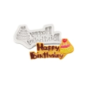 Silicone happy birthday cake mold with yellow and pink chocolate letter toppers - 2# Grey A390