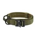 Tactical army green nylon dog collar with heavy duty metal buckle and control handle - M / Choker Necklace / Army Green