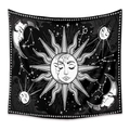 Bohemian black and white sun and moon phase tapestry with astrology star patterns - ZJ712-1/B&W Moon Phase Sun / 73X95CM/Brushed Fabric