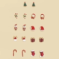 9-pair Christmas stud earring set featuring Santa, reindeer, and candy cane designs - 9 Pairs/Set Christmas Tree Candy Cane Santa
