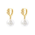 Elegante Perlenohrringe in Gold mit Mikro-Zirkonia-Einlage und sicherem Hebelverschluss - Gold (VE1407)