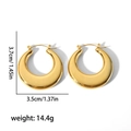 Détail de boucles d'oreilles épaisses en U plaquées or 18 carats, taille 3,7x3,5 cm - Style Or Grand (TE6398-B-G)