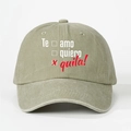 Berretto vintage in cotone lavato con scritta spagnola Te amo Te quiero Tequila - Taglia unica / Cachi Chiaro