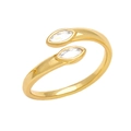 Minimalist open gold ring featuring dual marquise-cut cubic zirconia in a wrap design - Adjustable Open / White Zirconia