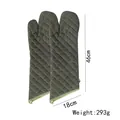 Deep gray extra long 46cm quilted oven mitts for high temperature kitchen heat protection - 1 Pair / Extended Green
