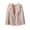 Loose-fit apricot faux fur jacket for women with lapel collar and plush mink-like texture - Beige