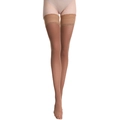 Sexy 80D braune Samt Overkneestrümpfe mit exquisiter floraler Spitzenborte für Damen - Einheitsgröße / Kaffeebraun