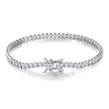 Classic silver S925 sterling silver tennis bracelet with square cubic zirconia stones - 2mm / Square White Gold Plated / 16.5cm