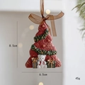 Red Christmas tree resin ornament with tiny bear and gift boxes for festive decor - Retro Bear Gift Tree
