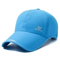 Bright blue breathable quick-dry sports baseball cap with reflective strip on brim - Adjustable / Sky Blue